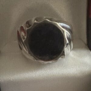 Bold Silver Ring with Dark Blue  Center